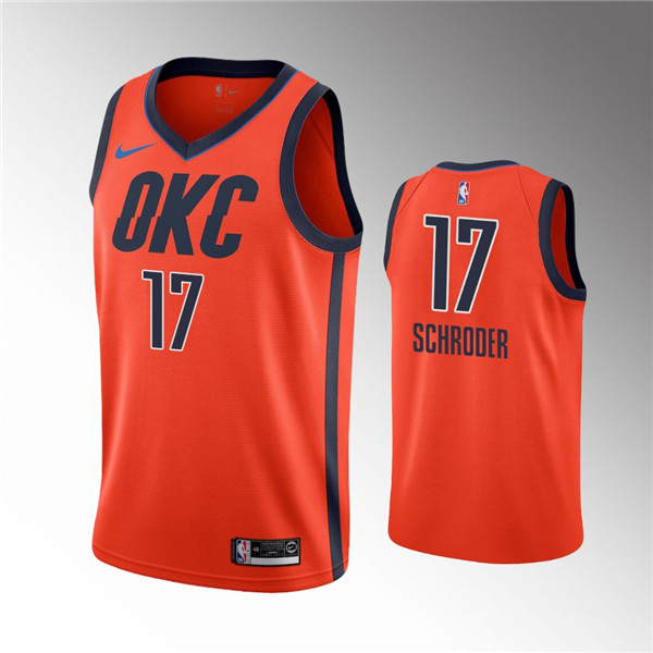 Men's Orange Oklahoma City Thunder #17 Dennis Schroder Stitched Basketball Jersey